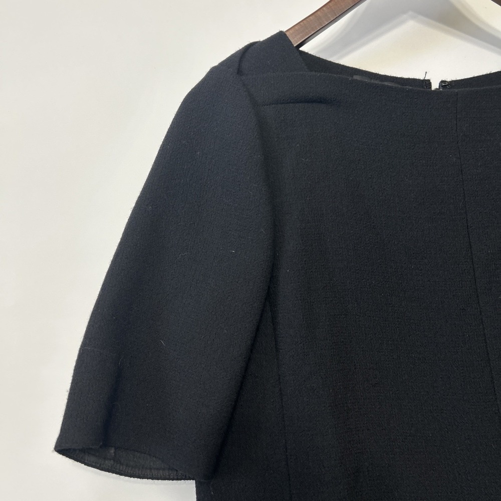 Lafayette 148 Womens Black Midi Dress Size 8 Wool Classic Career Luxury Half Slv - Picture 6 of 16